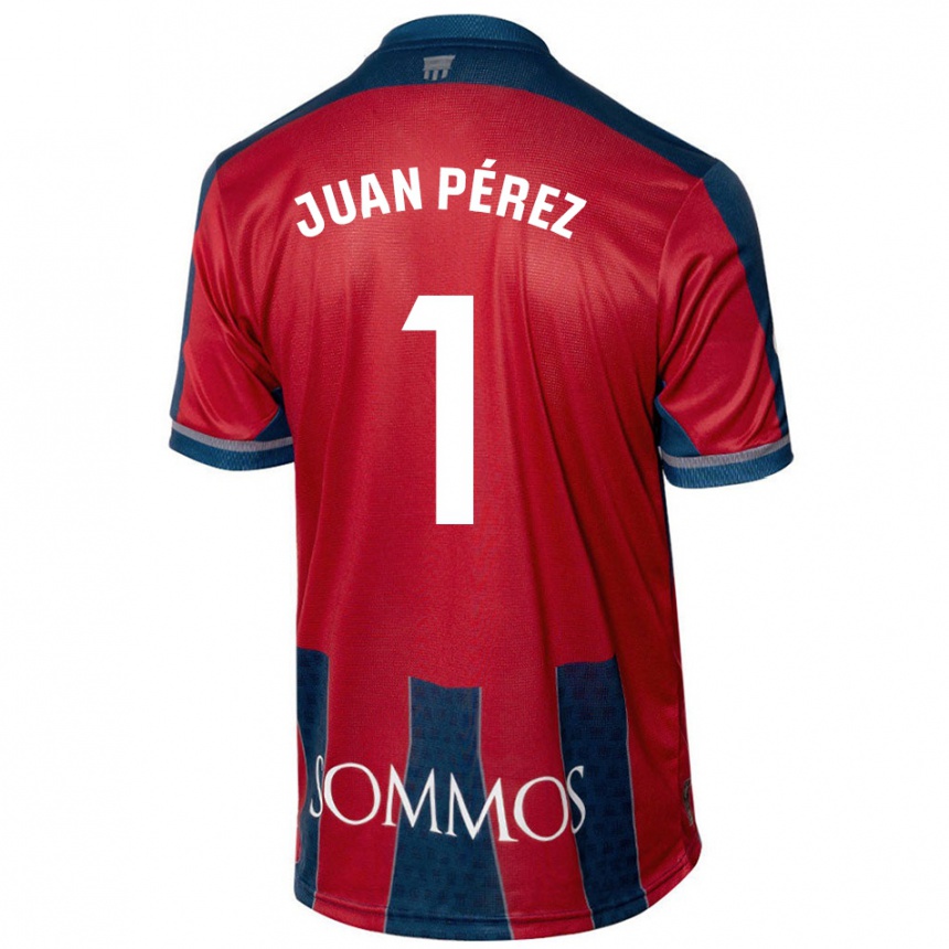 Kids Football Juan Pérez #1 Red Blue Home Jersey 2024/25 T-Shirt Canada