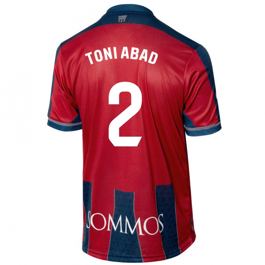 Kids Football Toni Abad #2 Red Blue Home Jersey 2024/25 T-Shirt Canada