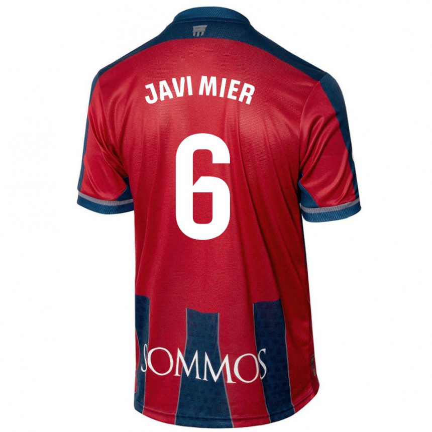 Kids Football Javi Mier #6 Red Blue Home Jersey 2024/25 T-Shirt Canada