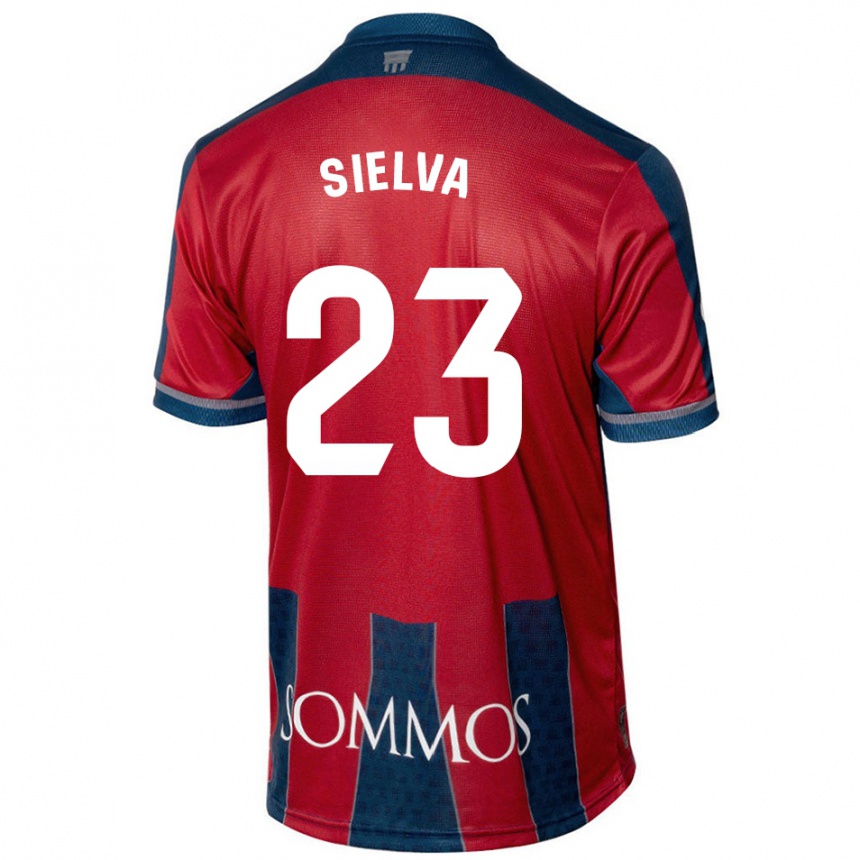 Kids Football Óscar Sielva #23 Red Blue Home Jersey 2024/25 T-Shirt Canada