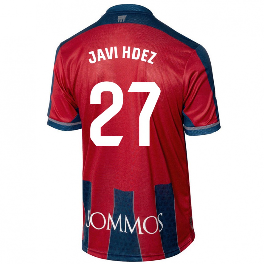 Kids Football Javi Hernández #27 Red Blue Home Jersey 2024/25 T-Shirt Canada