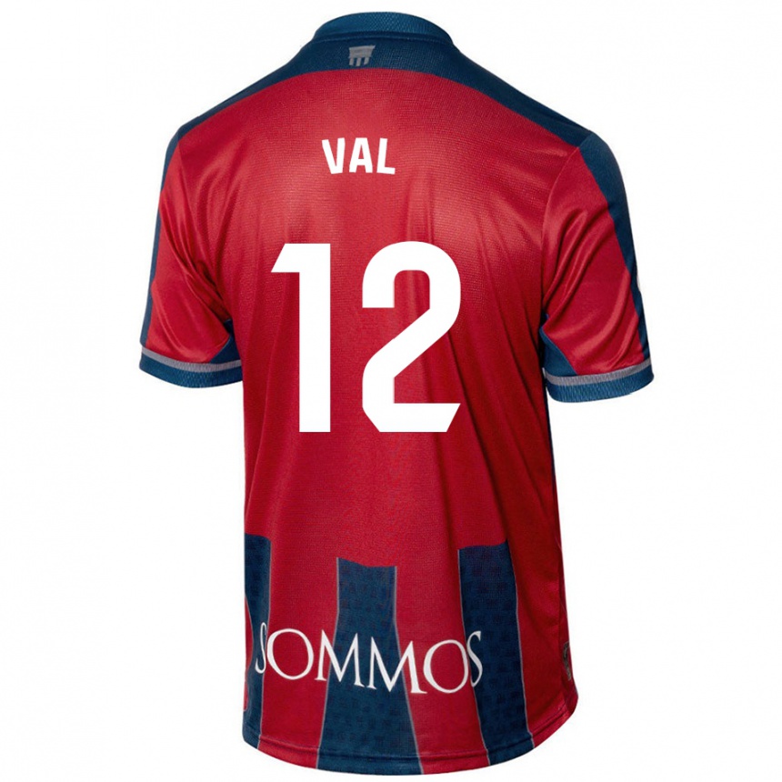 Kids Football Ángel Val #12 Red Blue Home Jersey 2024/25 T-Shirt Canada