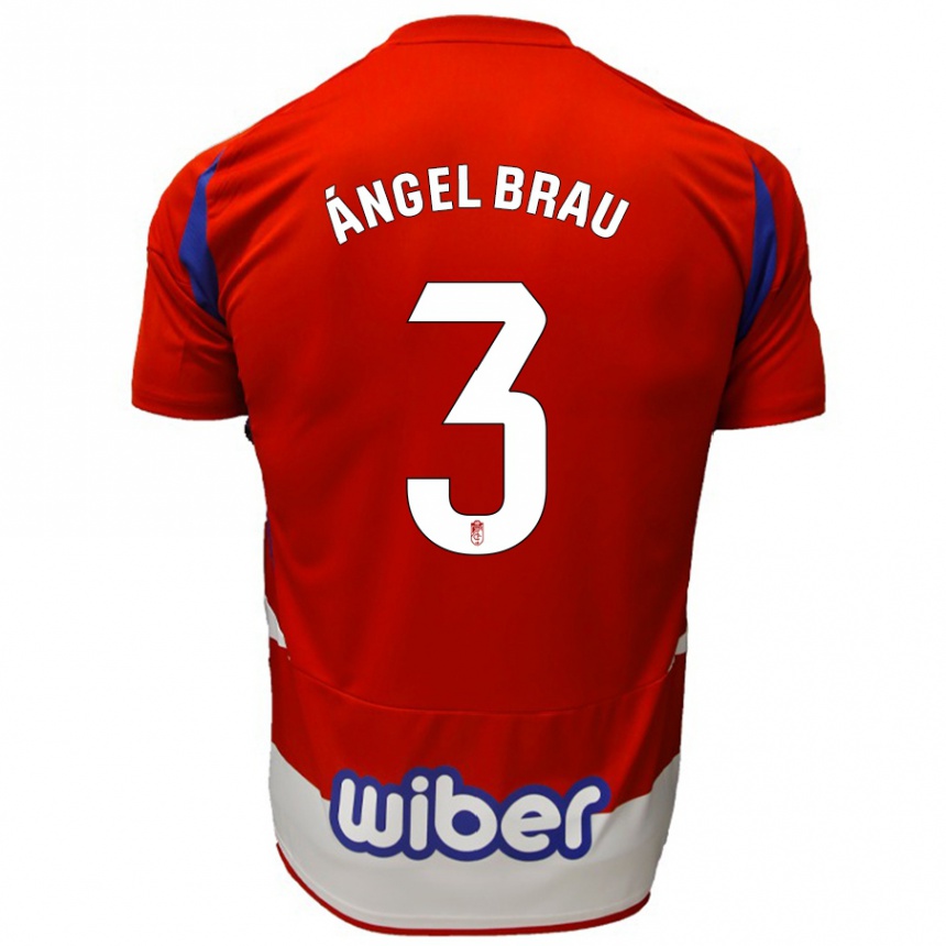 Enfant Football Maillot Miguel Ángel Brau #3 Rouge Blanc Bleu Tenues Domicile 2024/25 Canada