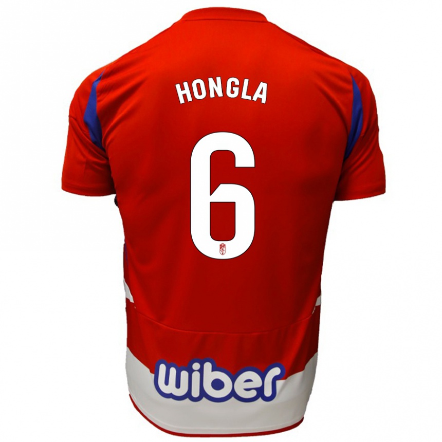 Enfant Football Maillot Martin Hongla #6 Rouge Blanc Bleu Tenues Domicile 2024/25 Canada