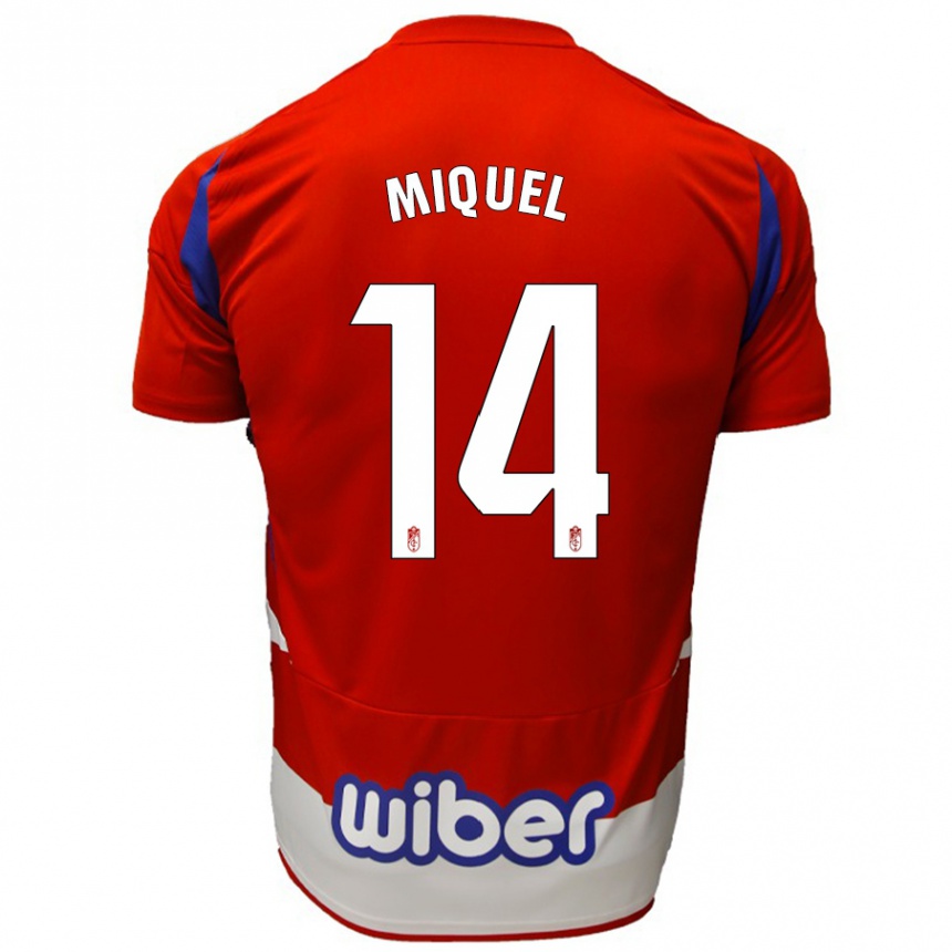 Kids Football Ignasi Miquel #14 Red White Blue Home Jersey 2024/25 T-Shirt Canada