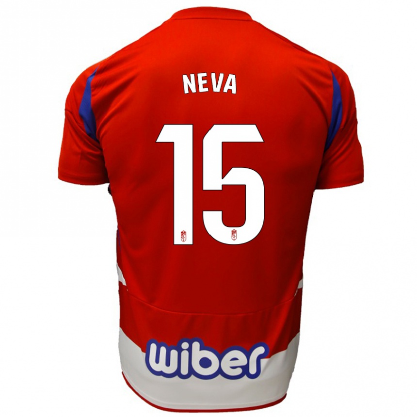 Kids Football Carlos Neva #15 Red White Blue Home Jersey 2024/25 T-Shirt Canada