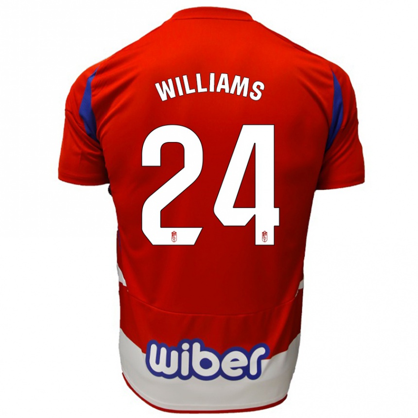 Enfant Football Maillot Loïc Williams #24 Rouge Blanc Bleu Tenues Domicile 2024/25 Canada