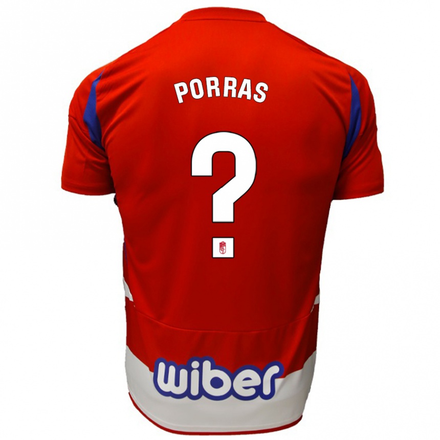 Enfant Football Maillot Cristian Porras #0 Rouge Blanc Bleu Tenues Domicile 2024/25 Canada