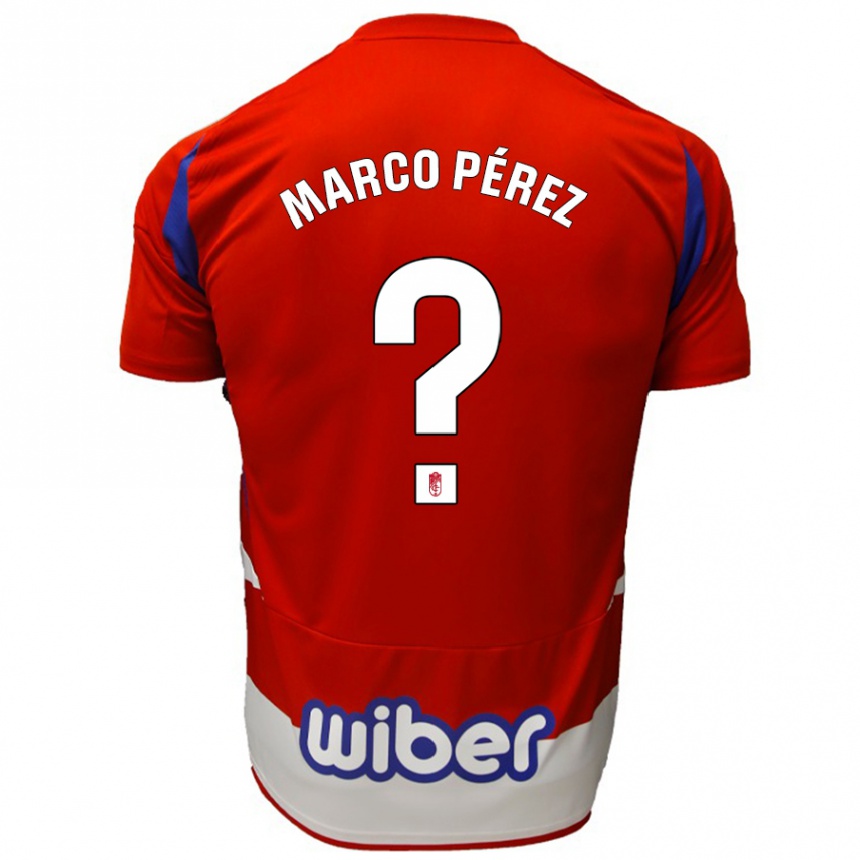 Enfant Football Maillot Marco Pérez #0 Rouge Blanc Bleu Tenues Domicile 2024/25 Canada