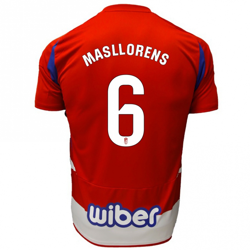 Kids Football José Masllorens #6 Red White Blue Home Jersey 2024/25 T-Shirt Canada