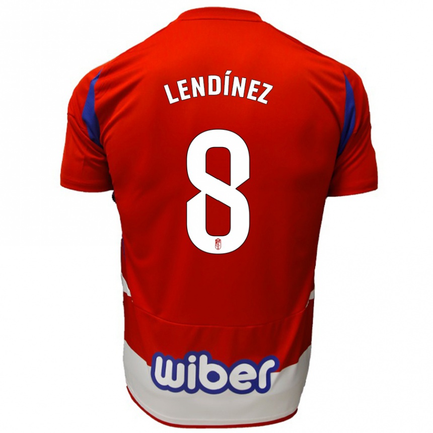 Kids Football Juanma Lendínez #8 Red White Blue Home Jersey 2024/25 T-Shirt Canada