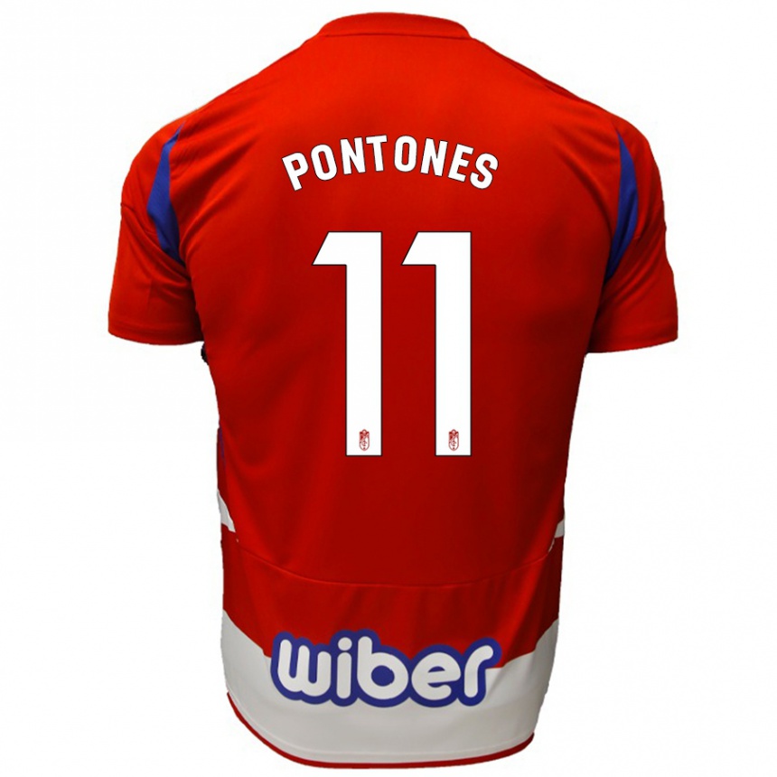 Enfant Football Maillot Juan Carlos Pontones #11 Rouge Blanc Bleu Tenues Domicile 2024/25 Canada