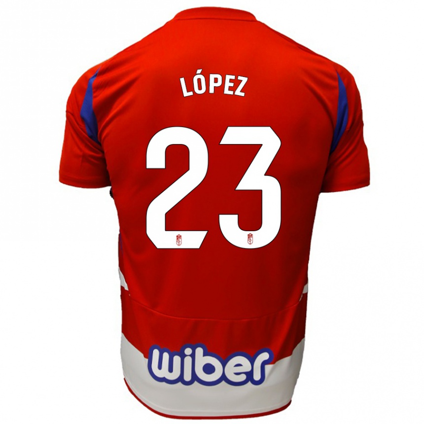 Kids Football Diego López #23 Red White Blue Home Jersey 2024/25 T-Shirt Canada