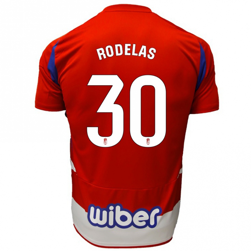 Enfant Football Maillot Sergio Rodelas #30 Rouge Blanc Bleu Tenues Domicile 2024/25 Canada