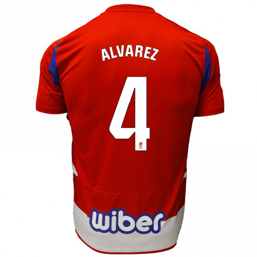 Enfant Football Maillot Isabel Álvarez #4 Rouge Blanc Bleu Tenues Domicile 2024/25 Canada