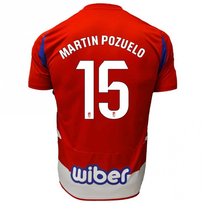 Enfant Football Maillot Esther Martín-Pozuelo #15 Rouge Blanc Bleu Tenues Domicile 2024/25 Canada