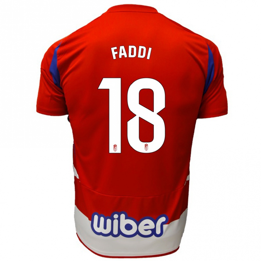 Enfant Football Maillot Inés Faddi #18 Rouge Blanc Bleu Tenues Domicile 2024/25 Canada