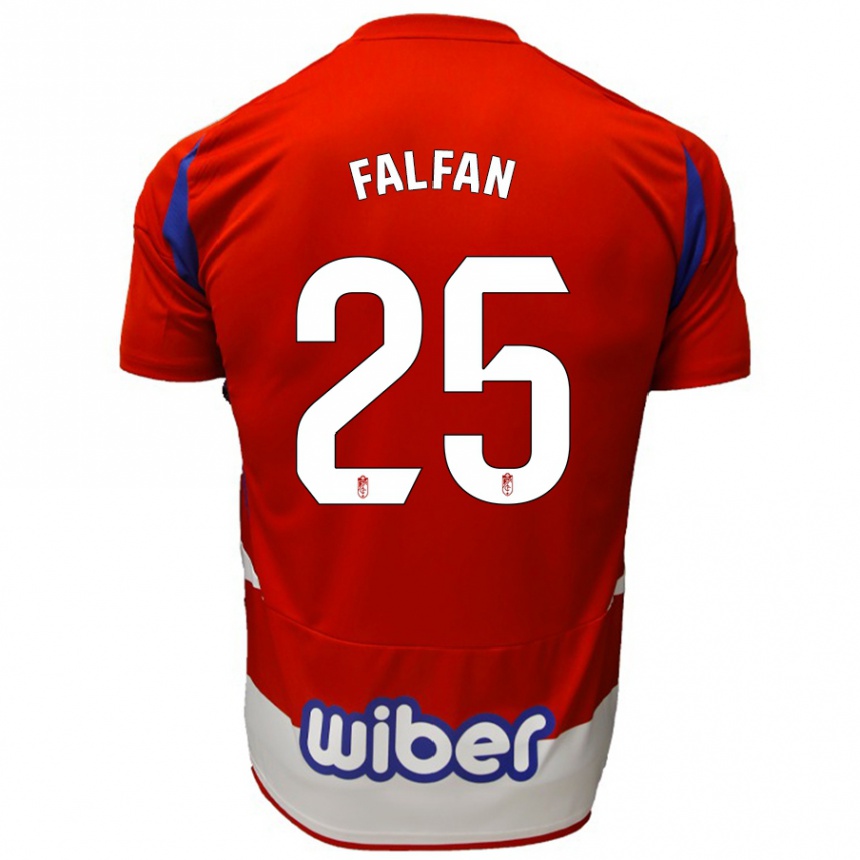 Kids Football Daiana Falfán #25 Red White Blue Home Jersey 2024/25 T-Shirt Canada