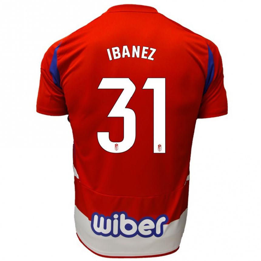 Enfant Football Maillot Alba Ibáñez #31 Rouge Blanc Bleu Tenues Domicile 2024/25 Canada