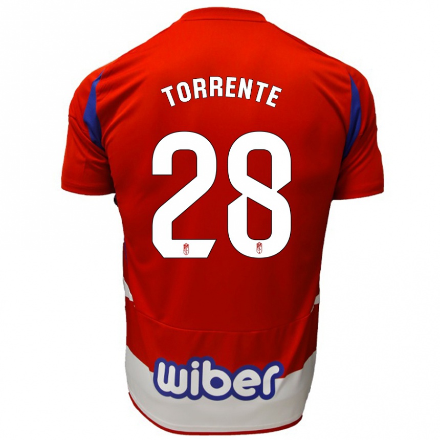 Enfant Football Maillot Raúl Torrente #28 Rouge Blanc Bleu Tenues Domicile 2024/25 Canada