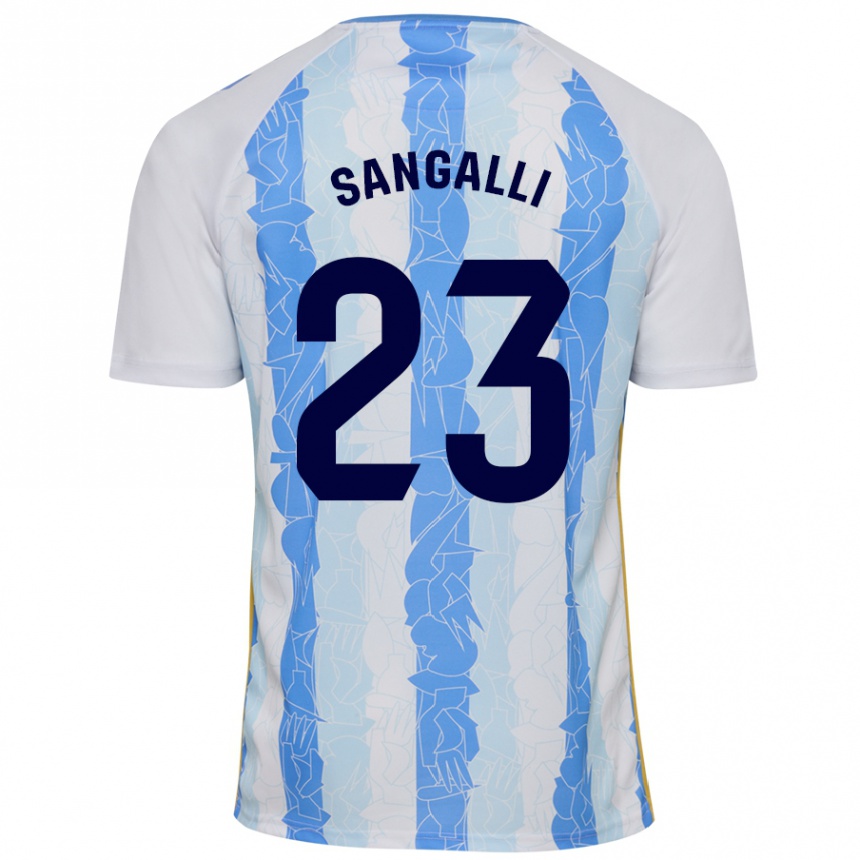 Kids Football Luca Sangalli #23 White Blue Home Jersey 2024/25 T-Shirt Canada