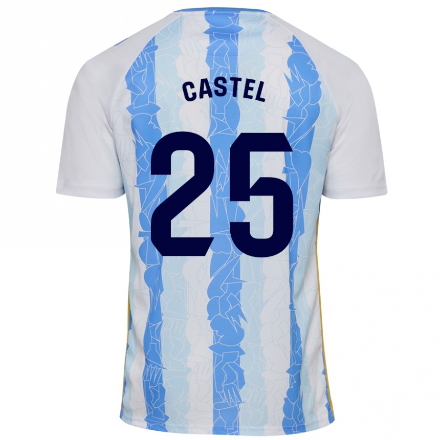 Enfant Football Maillot Sergio Castel #25 Blanc Bleu Tenues Domicile 2024/25 Canada