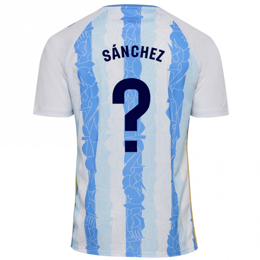 Kids Football Álvaro Sánchez #0 White Blue Home Jersey 2024/25 T-Shirt Canada