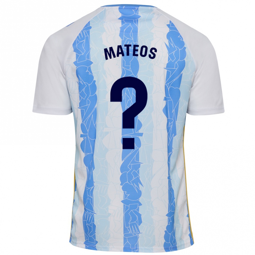 Kids Football Álex Mateos #0 White Blue Home Jersey 2024/25 T-Shirt Canada