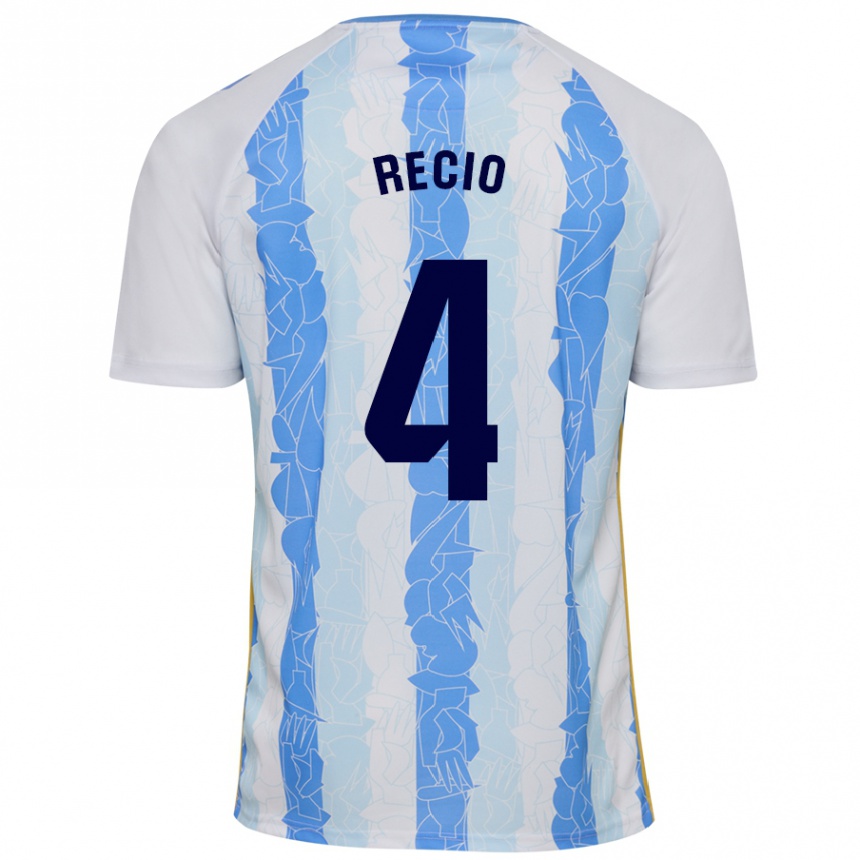 Kids Football Ángel Recio #4 White Blue Home Jersey 2024/25 T-Shirt Canada