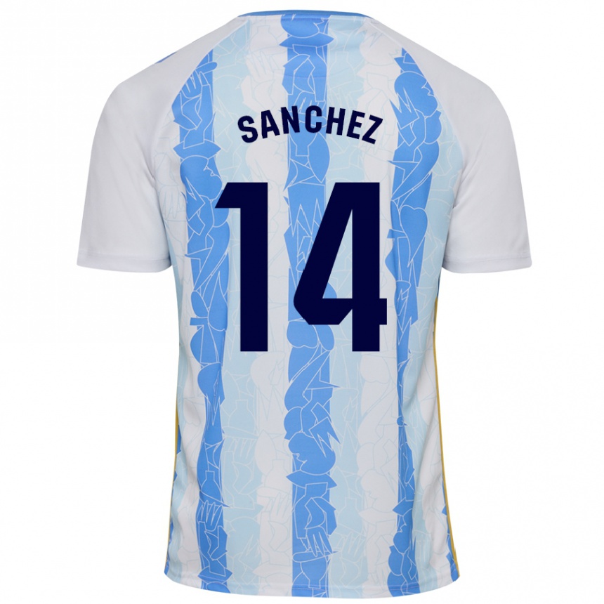 Enfant Football Maillot Rubén Sánchez #14 Blanc Bleu Tenues Domicile 2024/25 Canada