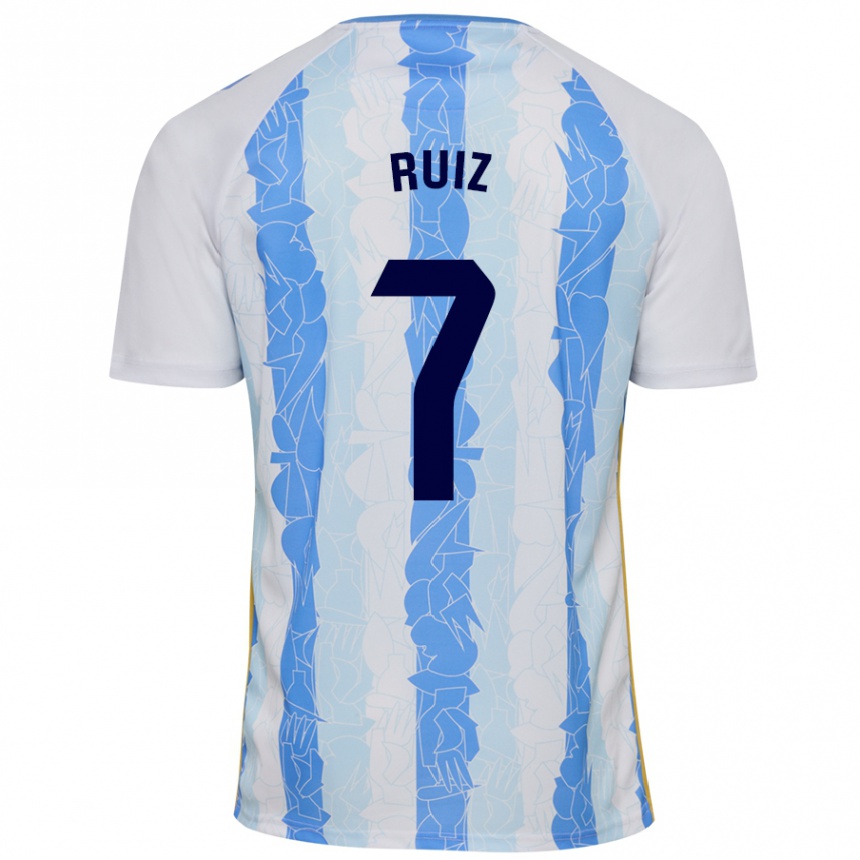 Kids Football María Ruiz #7 White Blue Home Jersey 2024/25 T-Shirt Canada