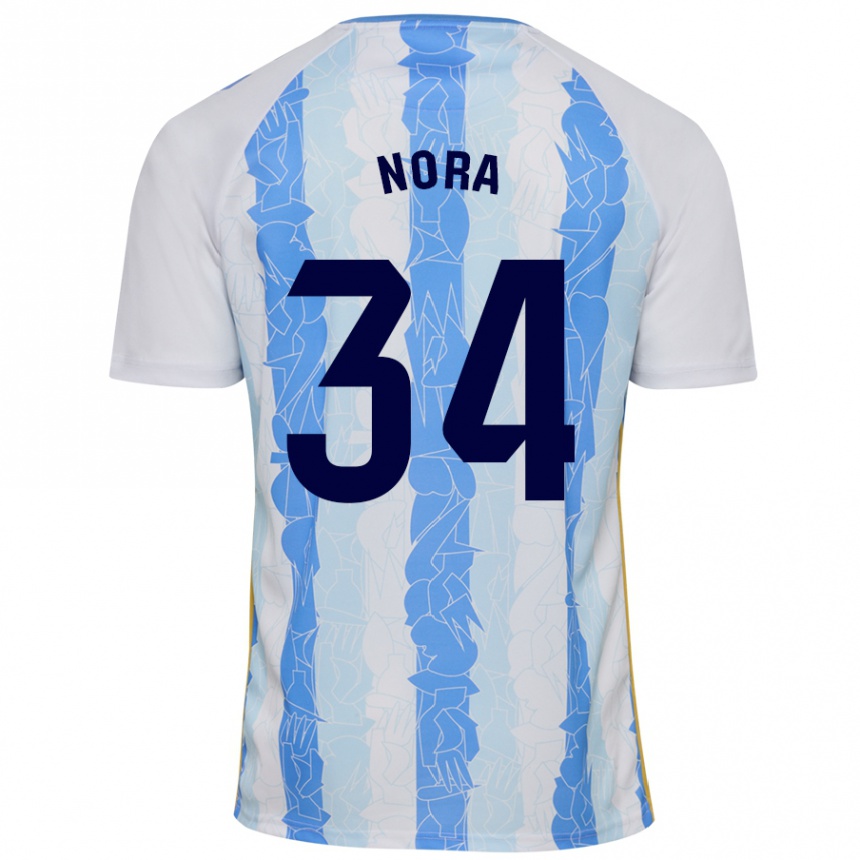 Enfant Football Maillot Nora #34 Blanc Bleu Tenues Domicile 2024/25 Canada