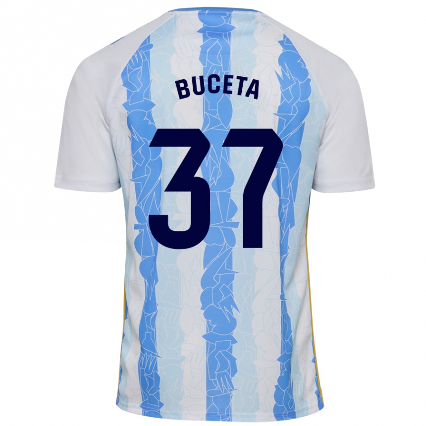 Kids Football Ana Buceta #37 White Blue Home Jersey 2024/25 T-Shirt Canada