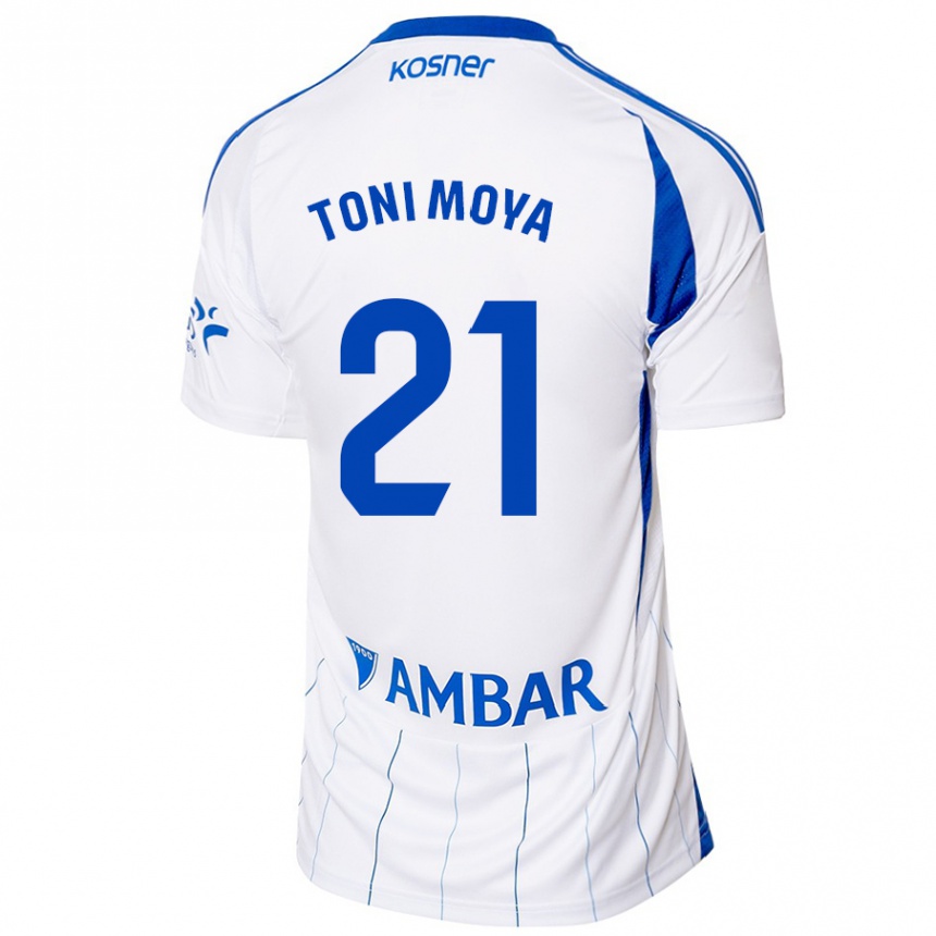 Enfant Football Maillot Toni Moya #21 Rouge Blanc Tenues Domicile 2024/25 Canada