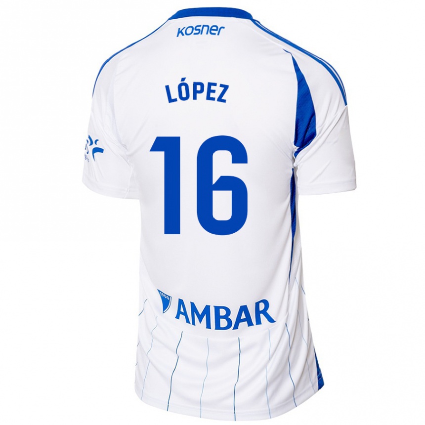 Kids Football Juan López #16 Red White Home Jersey 2024/25 T-Shirt Canada