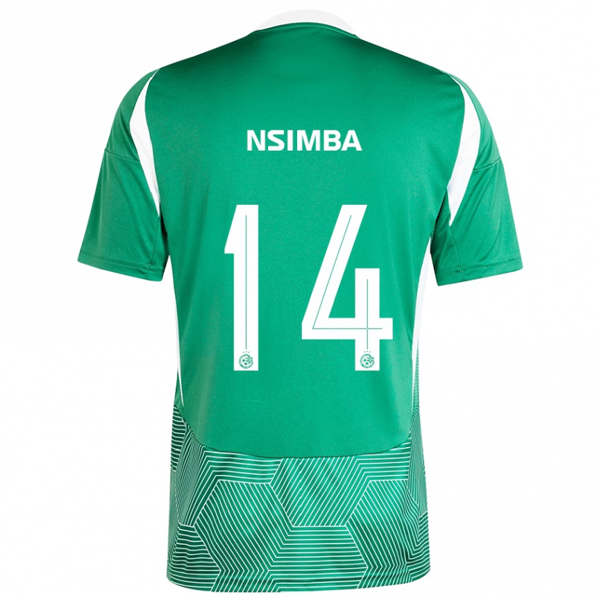 Kids Football Vital Nsimba #14 Green White Home Jersey 2024/25 T-Shirt Canada