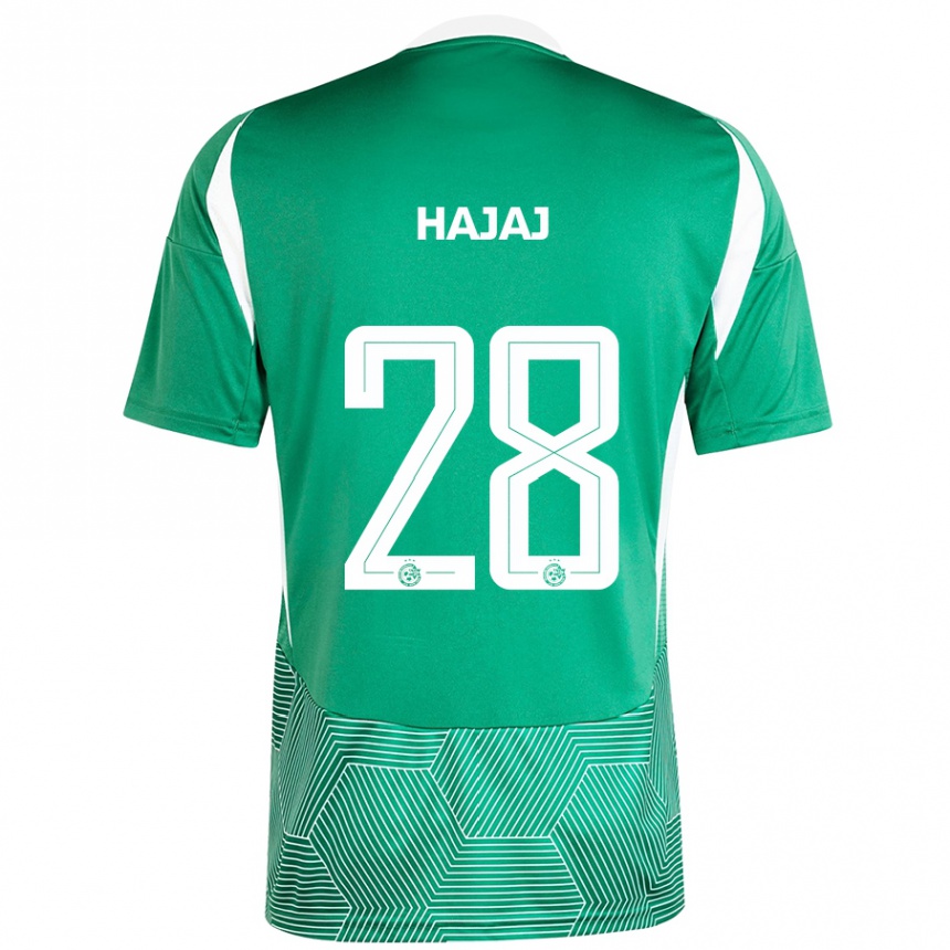 Enfant Football Maillot Ilay Hajaj #28 Vert Blanc Tenues Domicile 2024/25 Canada