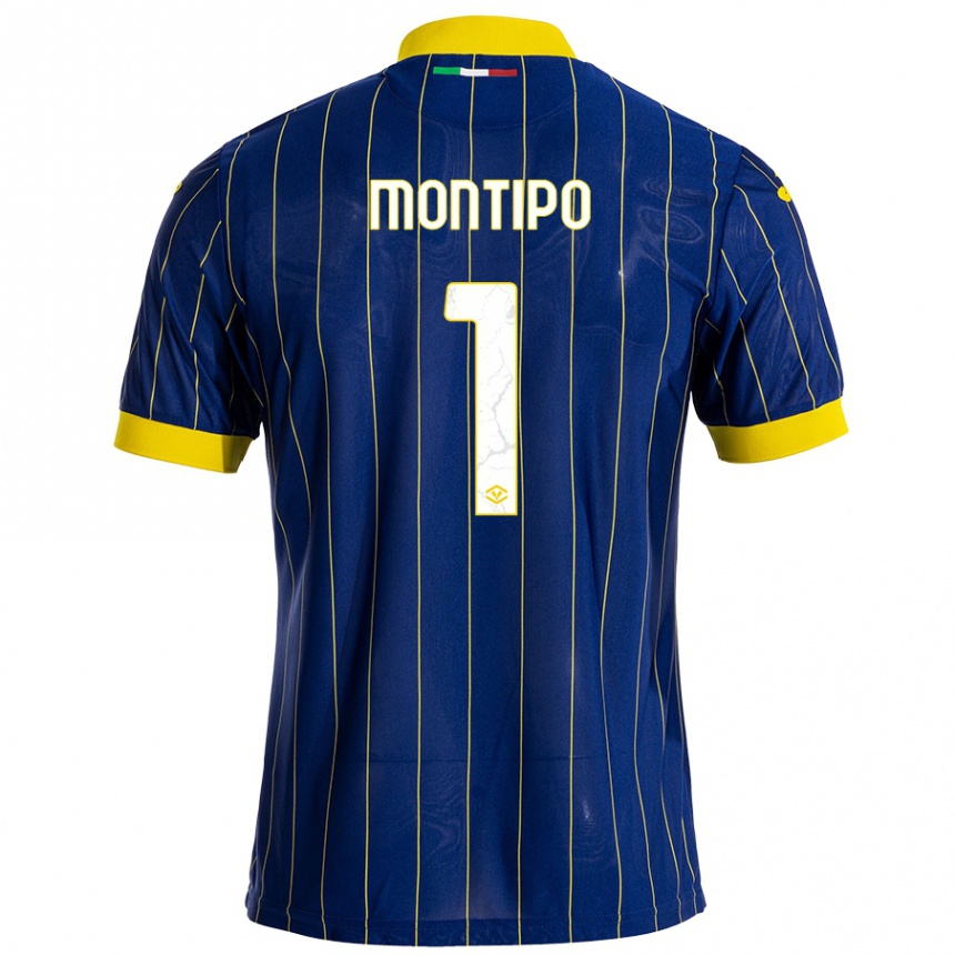 Kids Football Lorenzo Montipò #1 Blue Yellow Home Jersey 2024/25 T-Shirt Canada