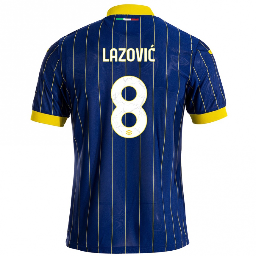 Kids Football Darko Lazović #8 Blue Yellow Home Jersey 2024/25 T-Shirt Canada