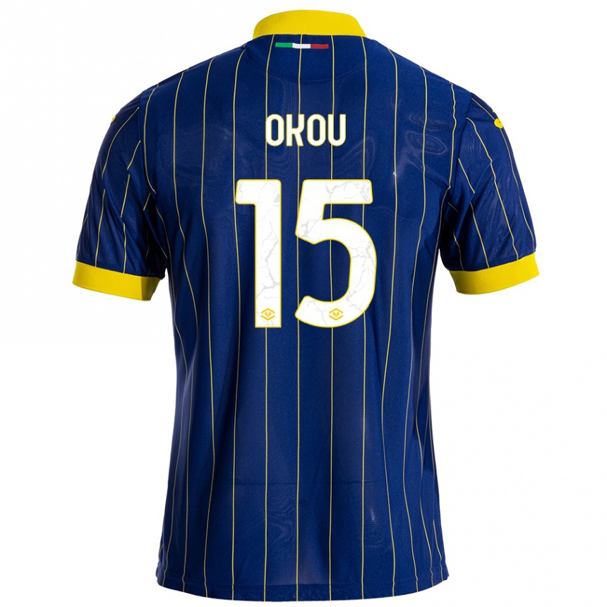 Kids Football Yllan Okou #15 Blue Yellow Home Jersey 2024/25 T-Shirt Canada