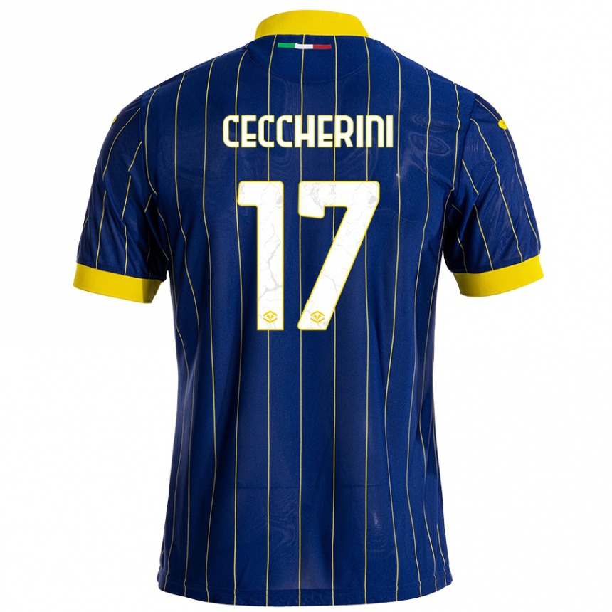 Kids Football Federico Ceccherini #17 Blue Yellow Home Jersey 2024/25 T-Shirt Canada