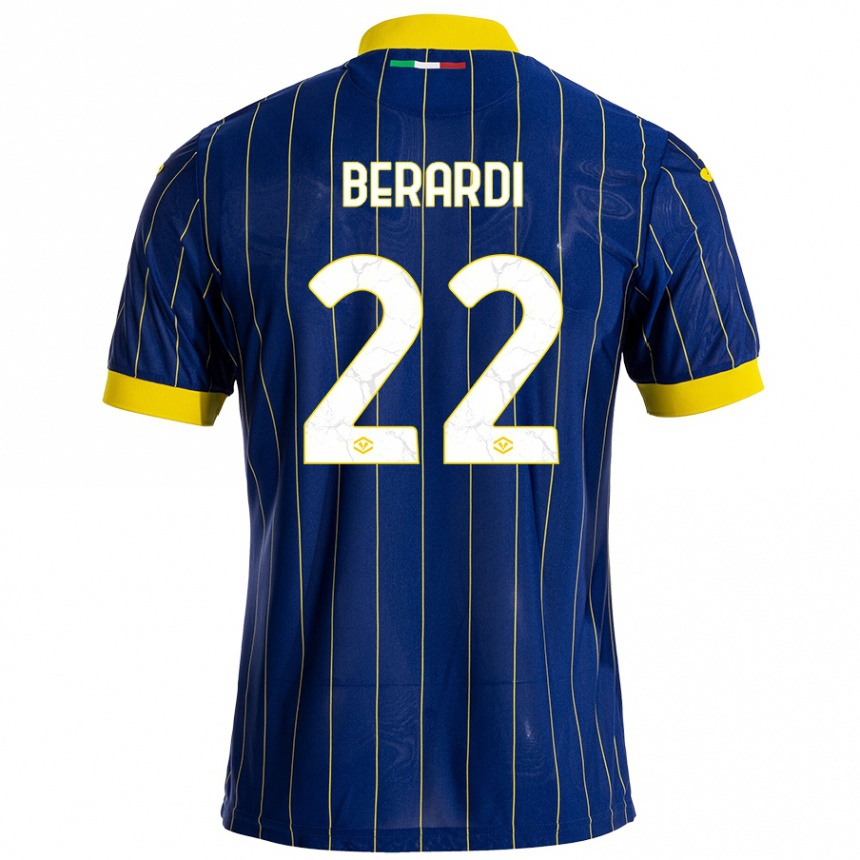 Kids Football Alessandro Berardi #22 Blue Yellow Home Jersey 2024/25 T-Shirt Canada