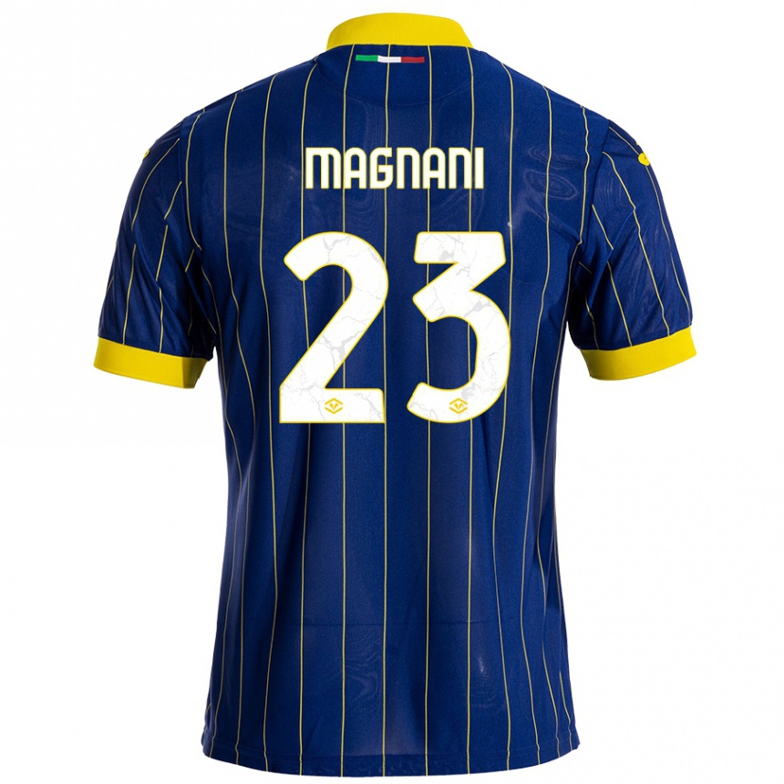 Kids Football Giangiacomo Magnani #23 Blue Yellow Home Jersey 2024/25 T-Shirt Canada