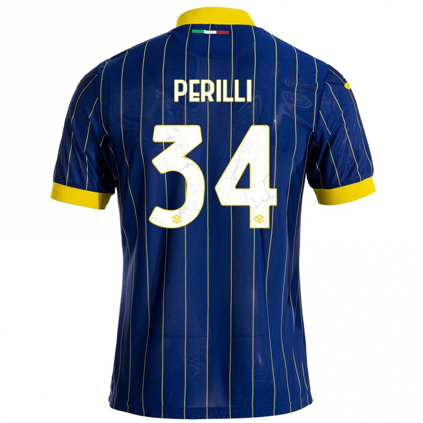 Kids Football Simone Perilli #34 Blue Yellow Home Jersey 2024/25 T-Shirt Canada