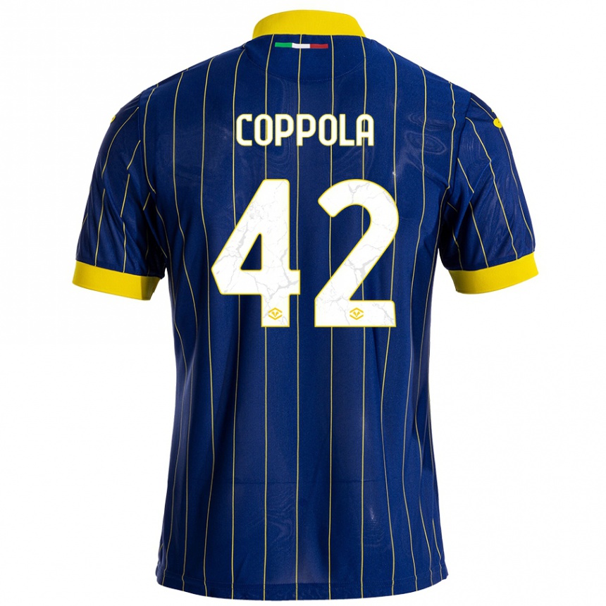 Kids Football Diego Coppola #42 Blue Yellow Home Jersey 2024/25 T-Shirt Canada