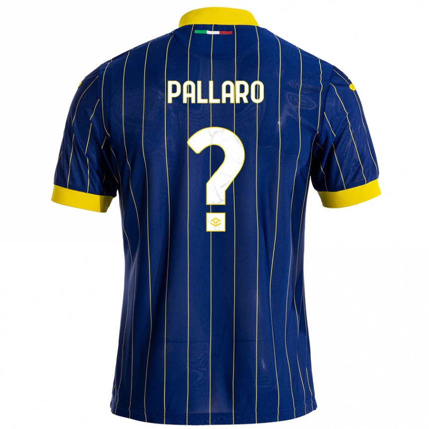 Kids Football Alessandro Pallaro #0 Blue Yellow Home Jersey 2024/25 T-Shirt Canada