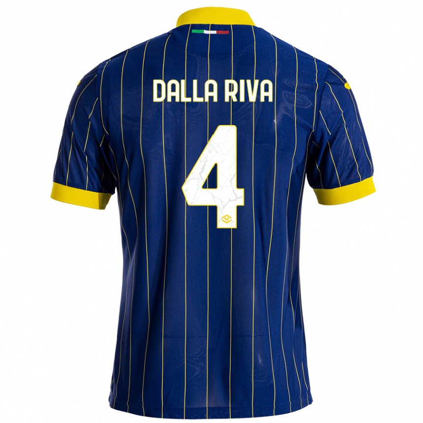 Kids Football Stefano Dalla Riva #4 Blue Yellow Home Jersey 2024/25 T-Shirt Canada