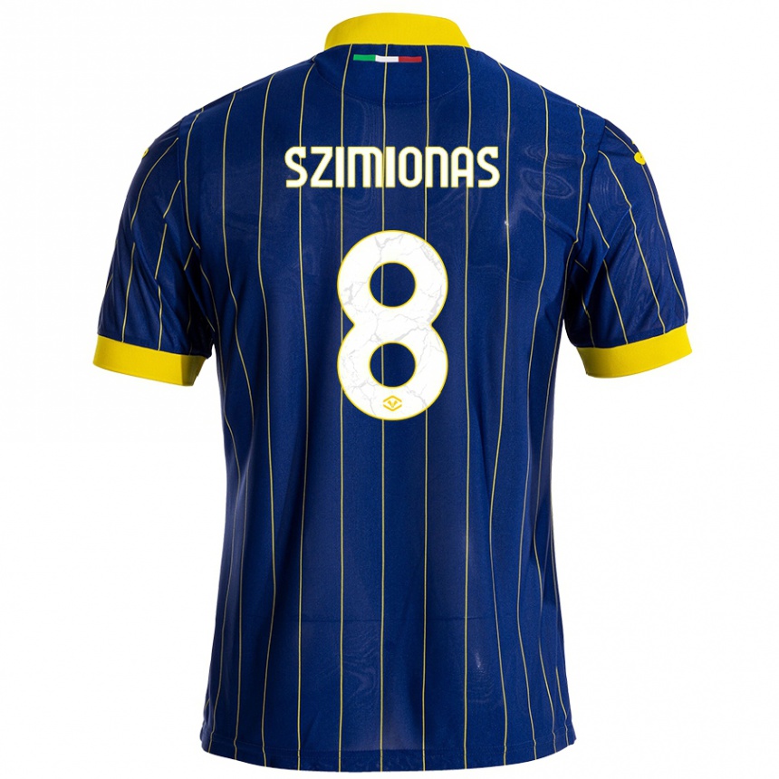 Enfant Football Maillot Luca Szimionas #8 Bleu Jaune Tenues Domicile 2024/25 Canada