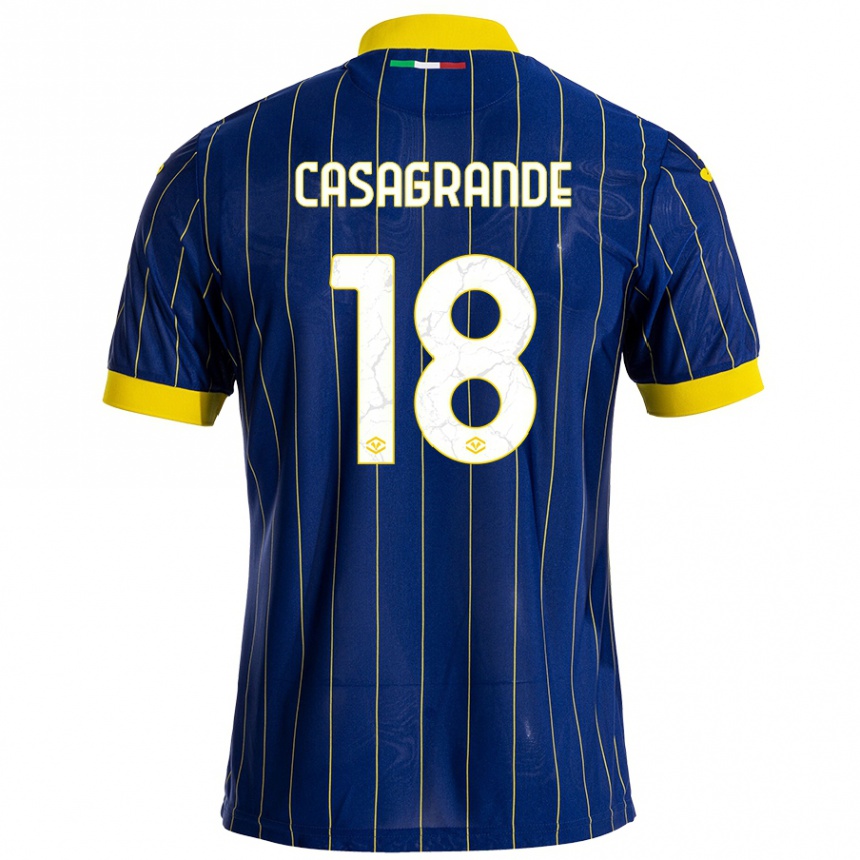 Enfant Football Maillot Davide Casagrande #18 Bleu Jaune Tenues Domicile 2024/25 Canada