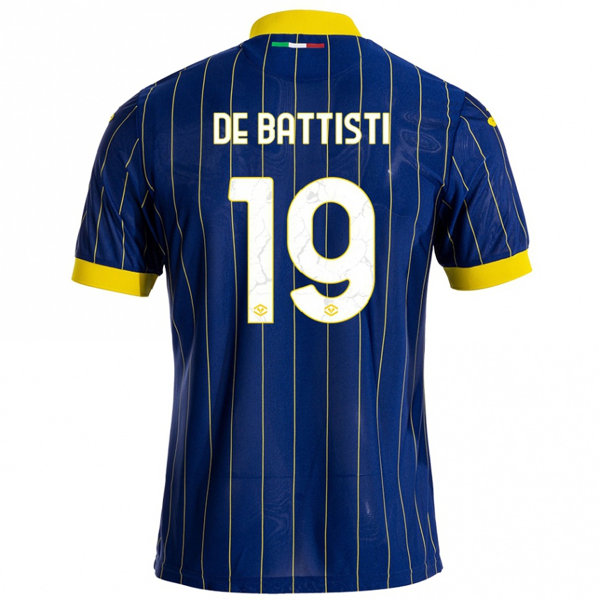 Kids Football Davide De Battisti #19 Blue Yellow Home Jersey 2024/25 T-Shirt Canada